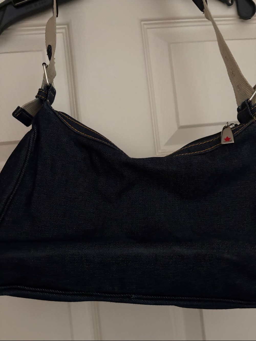 Tommy Hilfiger Dark Blue Denim Messenger Bag with Red & White Accents - Picture 3 of 5